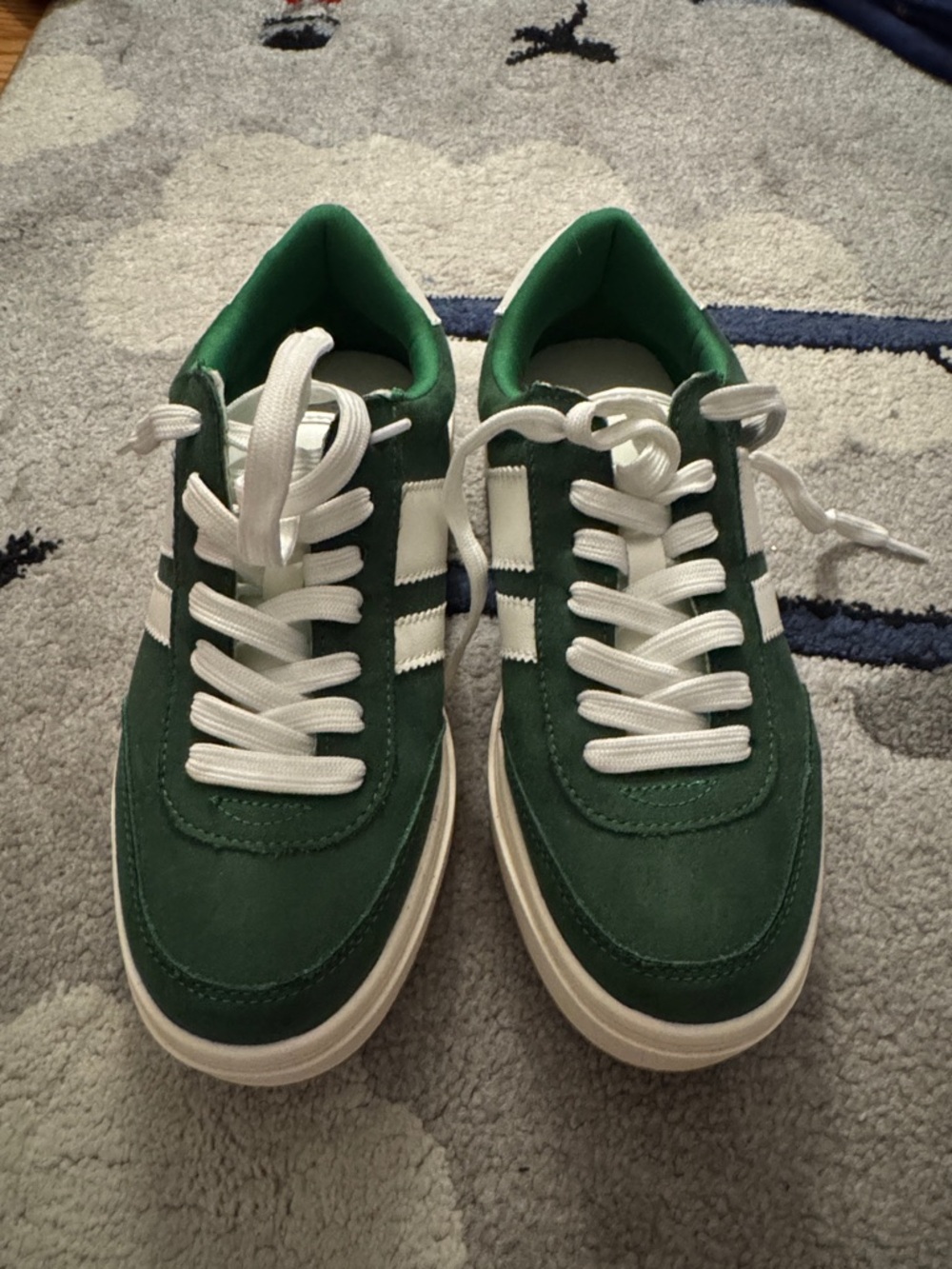 Madden Girl Green Suede Sneakers with White Accents